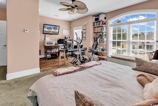 128 Knotty Pine Way, Murrells Inlet, SC 29576 - bedroom featuring a desk, recessed lighting, a ceiling fan, and carpet