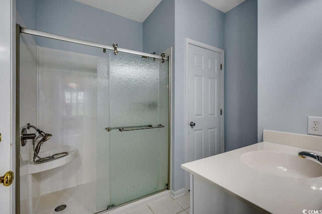 456 Colonial Trace Dr Unit 13-E, Longs, SC 29568 - bathroom featuring a shower stall, tile patterned floors, and vanity
