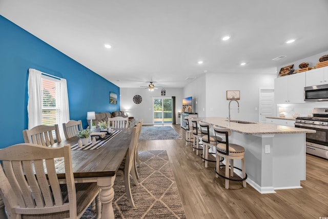 788 Dusty Pine Way, Myrtle Beach, SC 29588 - dining room with wood finished floors, ceiling fan, and recessed lighting