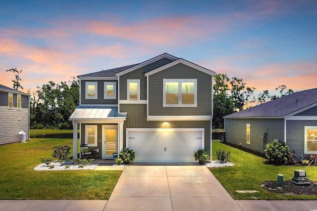788 Dusty Pine Way, Myrtle Beach, SC 29588 - view of front of property with a garage, a front lawn, concrete driveway, and a standing seam roof