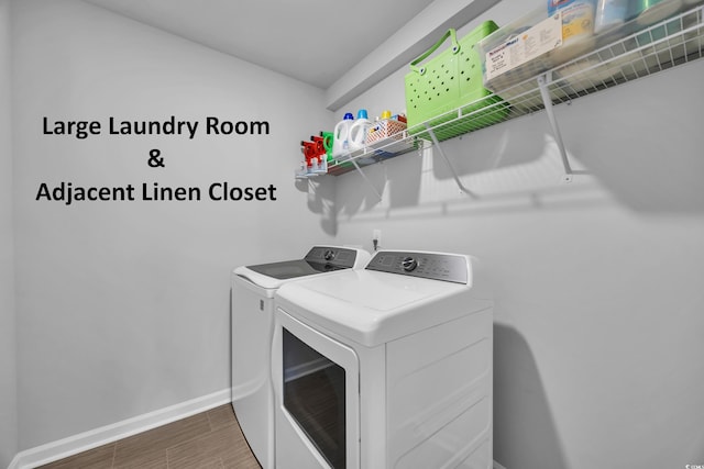 788 Dusty Pine Way, Myrtle Beach, SC 29588 - laundry room featuring independent washer and dryer and wood finished floors