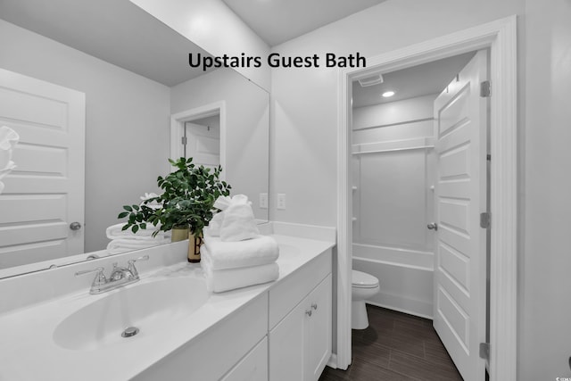 788 Dusty Pine Way, Myrtle Beach, SC 29588 - bathroom featuring double vanity, recessed lighting, wood finished floors, and shower / tub combination
