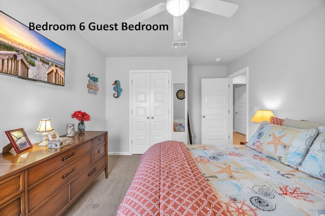 788 Dusty Pine Way, Myrtle Beach, SC 29588 - bedroom with a closet, light colored carpet, and ceiling fan