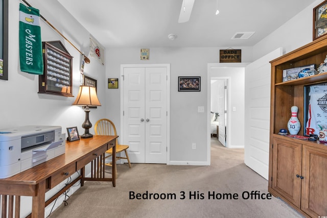 788 Dusty Pine Way, Myrtle Beach, SC 29588 - home office with light colored carpet and a ceiling fan