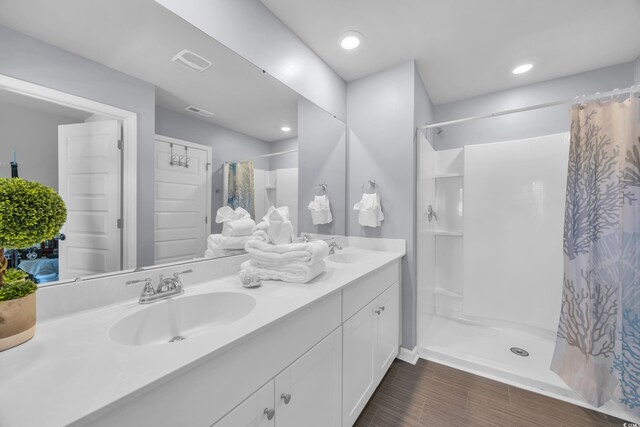 788 Dusty Pine Way, Myrtle Beach, SC 29588 - bathroom featuring double vanity and curtained shower