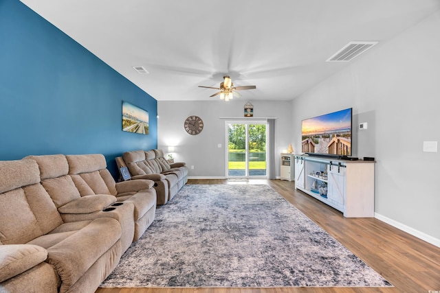 788 Dusty Pine Way, Myrtle Beach, SC 29588 - living room featuring a ceiling fan and wood finished floors