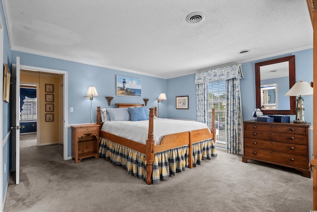 315 72nd Ave N Unit A, Myrtle Beach, SC 29572 - bedroom featuring a textured ceiling, carpet, and ornamental molding