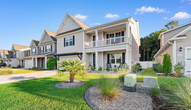 226 Calhoun Falls Dr, Myrtle Beach, SC 29579 - view of front of house with a balcony, driveway, a garage, and a residential view