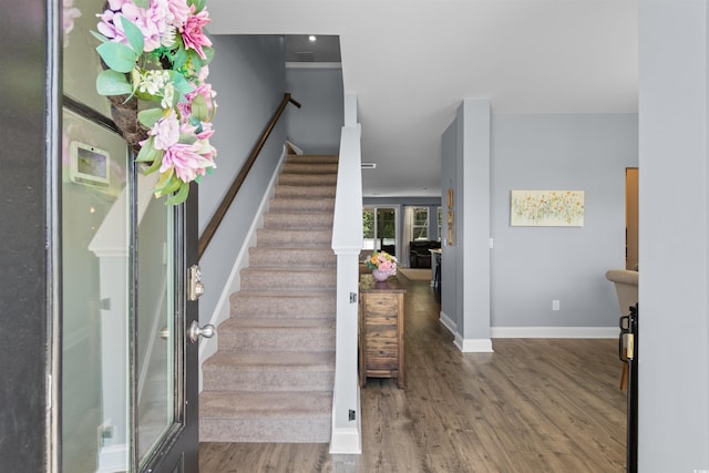226 Calhoun Falls Dr, Myrtle Beach, SC 29579 - entrance foyer with stairs and wood finished floors