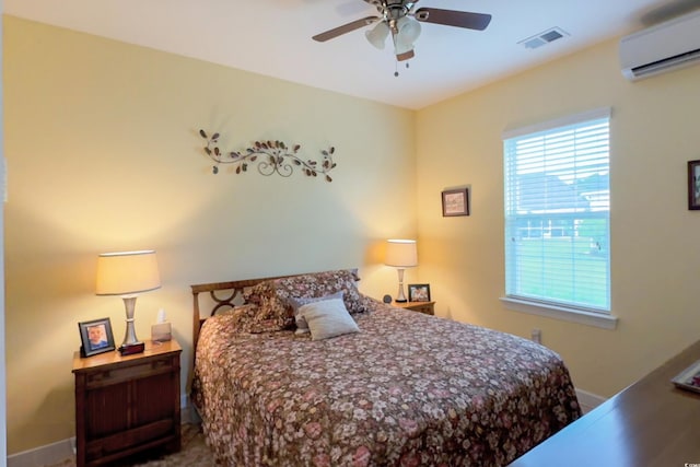 908 Ashbourn Ct, Murrells Inlet, SC 29576 - bedroom featuring a wall mounted air conditioner and a ceiling fan