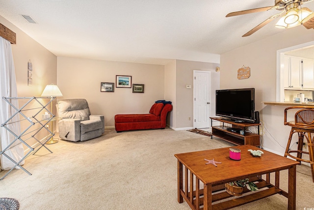 951 Plantation Dr Unit F1, Little River, SC 29566 - living area with light carpet and a ceiling fan