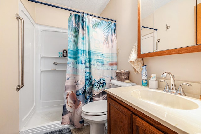 951 Plantation Dr Unit F1, Little River, SC 29566 - full bathroom featuring a textured ceiling, a shower with shower curtain, and vanity