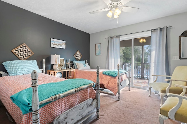 1710-C Edge Dr, North Myrtle Beach, SC 29582 - carpeted bedroom featuring access to exterior and ceiling fan