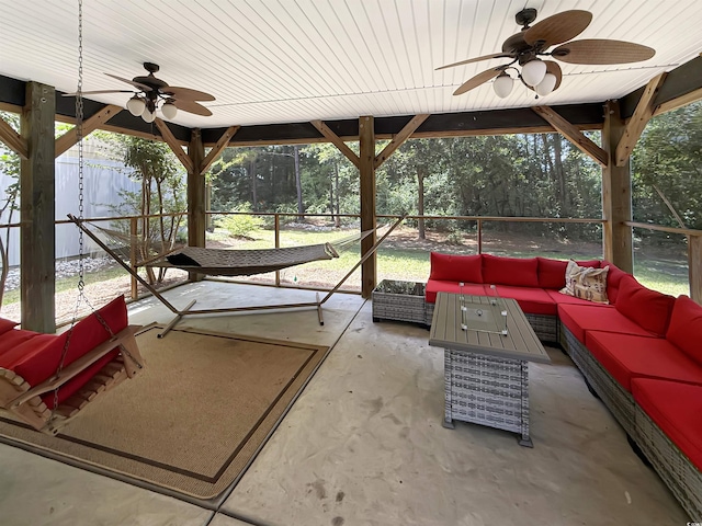 147 Weatherboard Ct, Pawleys Island, SC 29585 - view of patio with ceiling fan and an outdoor hangout area