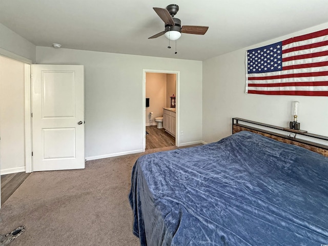 2021 Loblolly St, Georgetown, SC 29440 - bedroom featuring carpet flooring, ensuite bathroom, and a ceiling fan