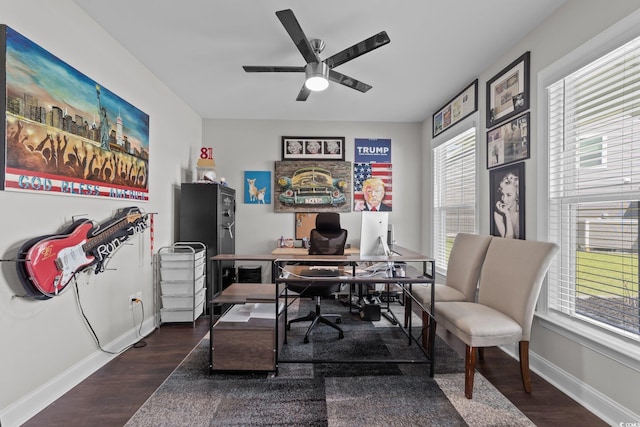 2212 Leeboard Ct, Myrtle Beach, SC 29579 - home office featuring wood finished floors, healthy amount of natural light, and a ceiling fan