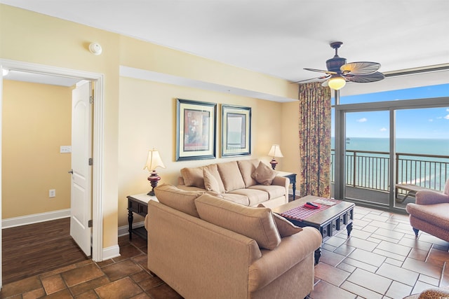 100 N Beach Blvd Unit 1816, North Myrtle Beach, SC 29582 - living room with ceiling fan and a water view