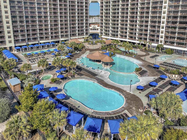 100 N Beach Blvd Unit 1816, North Myrtle Beach, SC 29582 - drone / aerial view of a pool and apartment complex