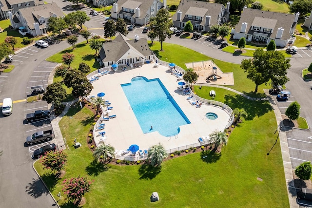 503 20th Ave N Unit 9D, North Myrtle Beach, SC 29582 - aerial perspective of suburban area with a pool