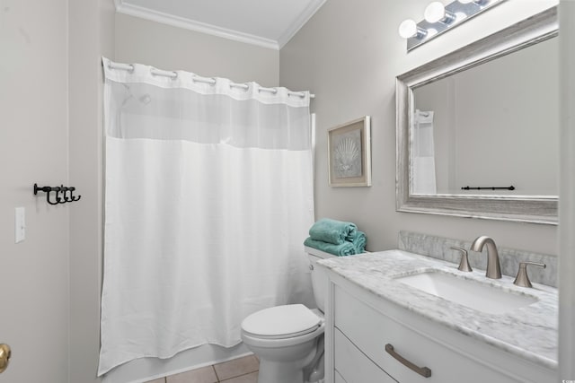 503 20th Ave N Unit 9D, North Myrtle Beach, SC 29582 - bathroom with crown molding, vanity, tile patterned floors, and shower / tub combo
