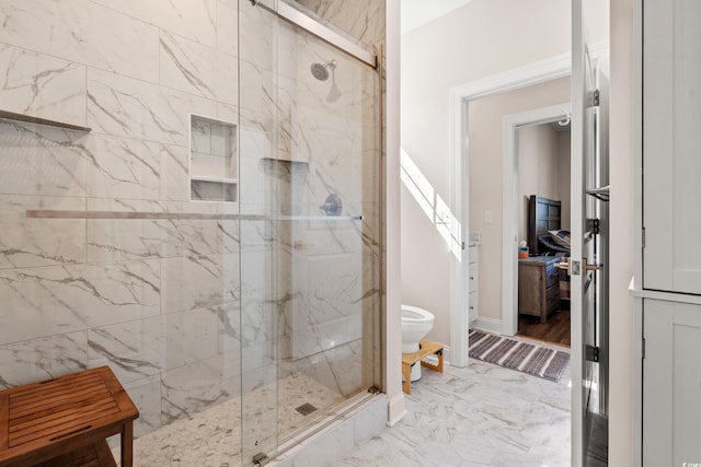 609 Mccown Dr, Conway, SC 29526 - ensuite bathroom featuring a marble finish shower and marble finish flooring