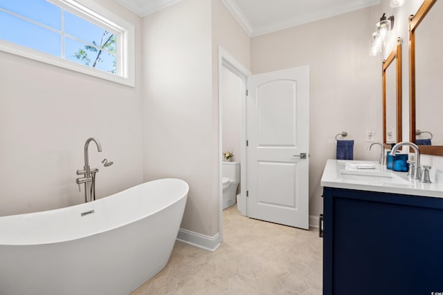 609 Mccown Dr, Conway, SC 29526 - bathroom with a soaking tub, double vanity, crown molding, and tile patterned floors