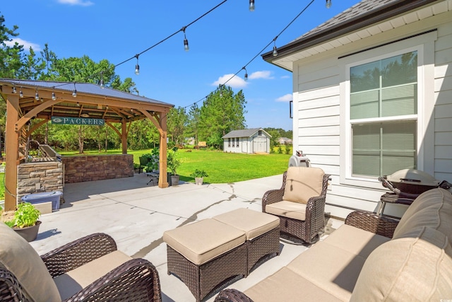 609 Mccown Dr, Conway, SC 29526 - view of patio with a gazebo, an outdoor living space, and an outbuilding