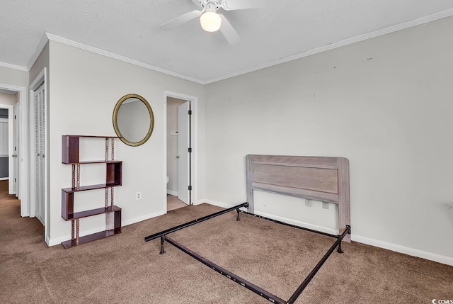 5601 N Ocean Blvd Unit A309, Myrtle Beach, SC 29577 - carpeted bedroom with crown molding and a ceiling fan