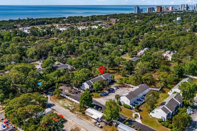 4115 Little River Rd Unit 1-E, Myrtle Beach, SC 29577 - aerial view of property and surrounding area featuring a nearby body of water and a tree filled landscape