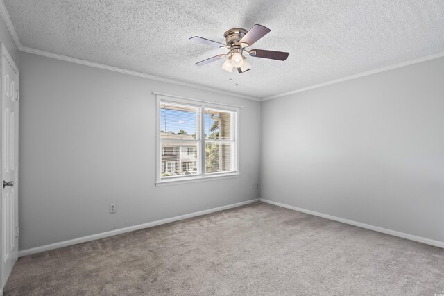 4115 Little River Rd Unit 1-E, Myrtle Beach, SC 29577 - unfurnished room with a textured ceiling, ceiling fan, carpet floors, and ornamental molding
