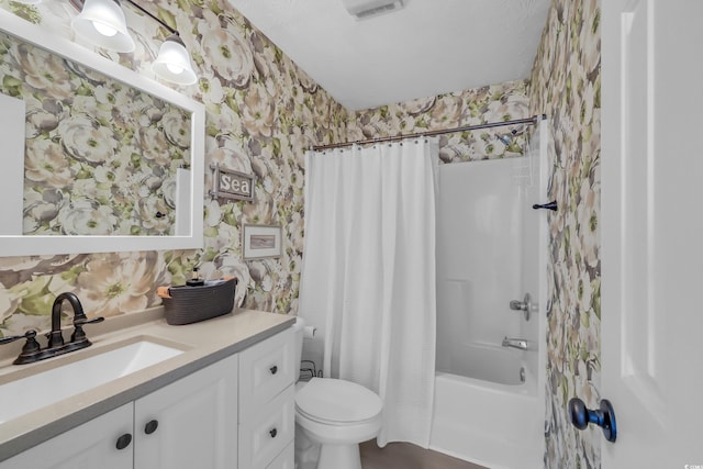 605 Waterway Village Blvd Unit 31A, Myrtle Beach, SC 29579 - full bathroom with wallpapered walls, vanity, and shower / tub combo