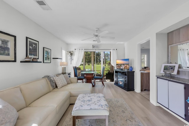 605 Waterway Village Blvd Unit 31A, Myrtle Beach, SC 29579 - living room with light wood finished floors and ceiling fan