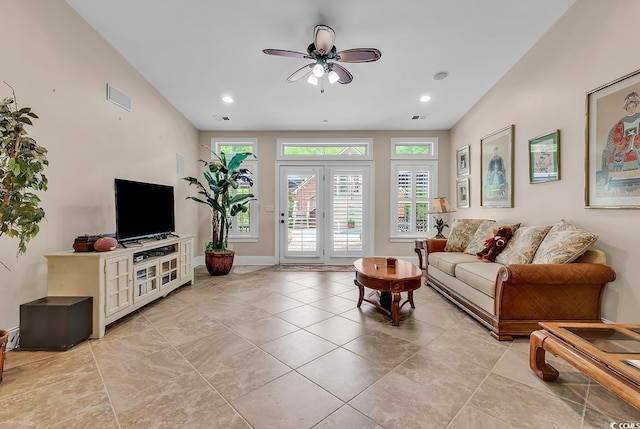 487 Trestle Way, Conway, SC 29526 - living area featuring a ceiling fan and recessed lighting