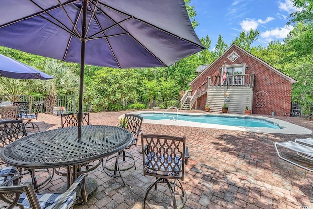 487 Trestle Way, Conway, SC 29526 - outdoor pool with stairway and a patio