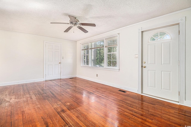 320 Edgewood Cir, Conway, SC 29527 - foyer entrance with hardwood / wood-style floors, a ceiling fan, and a textured ceiling