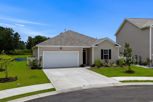 326 Picnic Basket Pl, Longs, SC 29568 - single story home with an attached garage, a front yard, concrete driveway, and a shingled roof