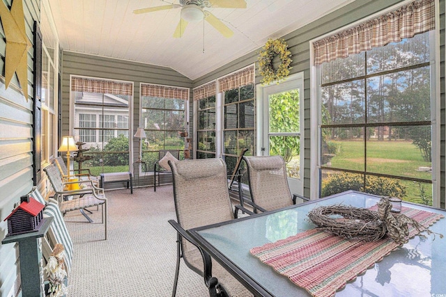4726 Southern Trl, Myrtle Beach, SC 29579 - sunroom with ceiling fan, lofted ceiling, and outdoor dining space