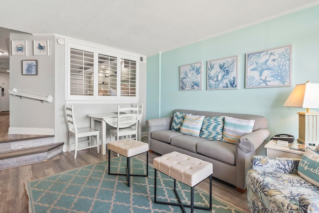 4800 S Ocean Blvd Unit 520, North Myrtle Beach, SC 29582 - living area with wood finished floors and ornamental molding