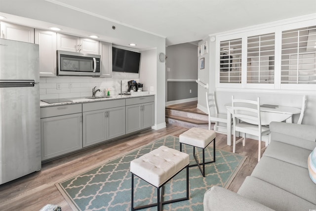 4800 S Ocean Blvd Unit 520, North Myrtle Beach, SC 29582 - living room featuring light wood finished floors and recessed lighting