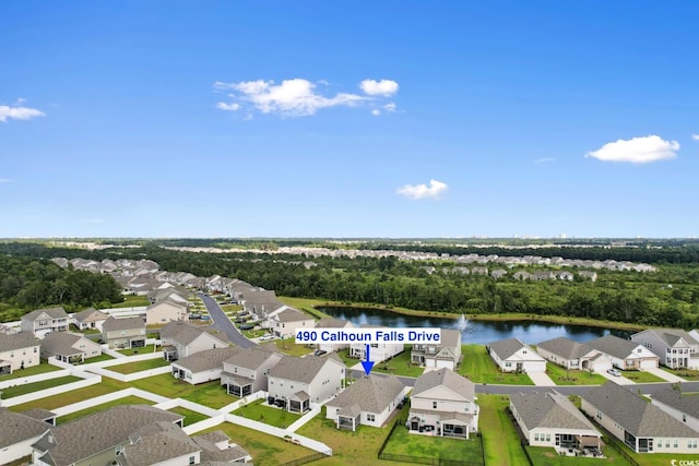 490 Calhoun Falls Dr, Myrtle Beach, SC 29579 - aerial perspective of suburban area with a nearby body of water