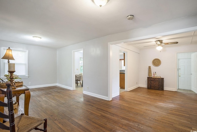 602 3rd Ave N, Myrtle Beach, SC 29577 - living area featuring dark wood-style flooring and ceiling fan