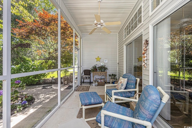 4610 Fringetree Dr, Murrells Inlet, SC 29576 - sunroom with a ceiling fan and outdoor lounge area
