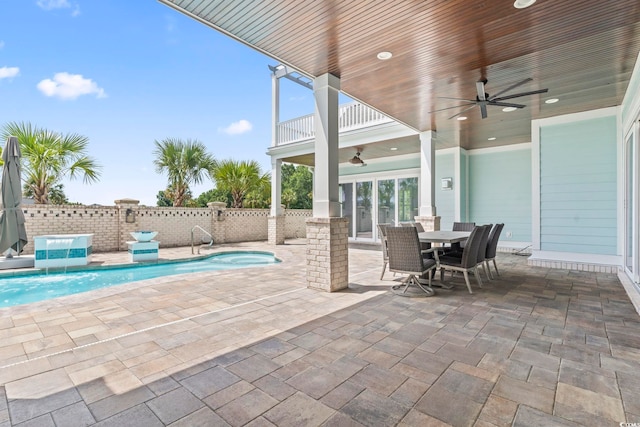607 Boone Hall Dr, Myrtle Beach, SC 29579 - patio / terrace featuring a ceiling fan, a patio area, and outdoor dining area