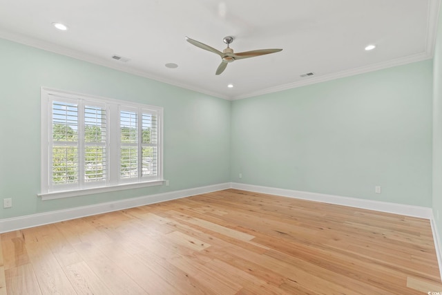607 Boone Hall Dr, Myrtle Beach, SC 29579 - spare room with ceiling fan, ornamental molding, light wood finished floors, and recessed lighting