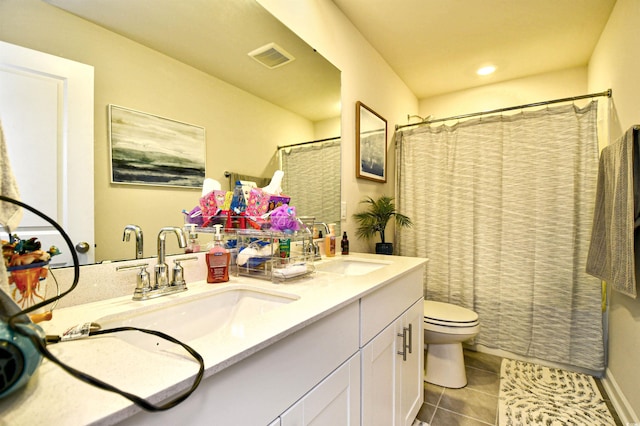 2325 Copper Creek Loop, Longs, SC 29568 - full bathroom featuring double vanity, tile patterned flooring, and a shower with curtain