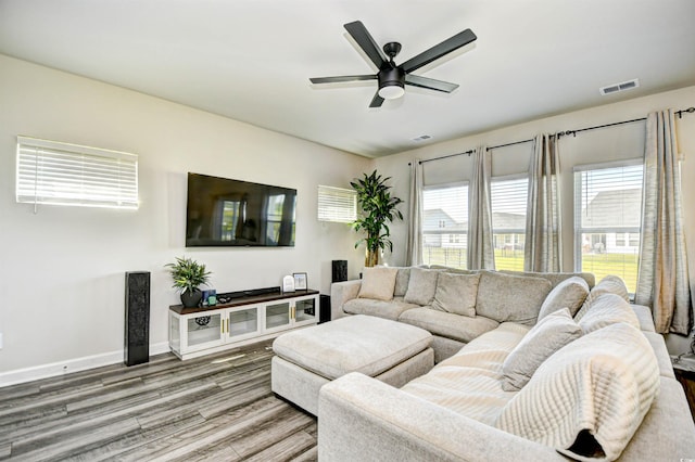 2325 Copper Creek Loop, Longs, SC 29568 - living area with wood finished floors and ceiling fan