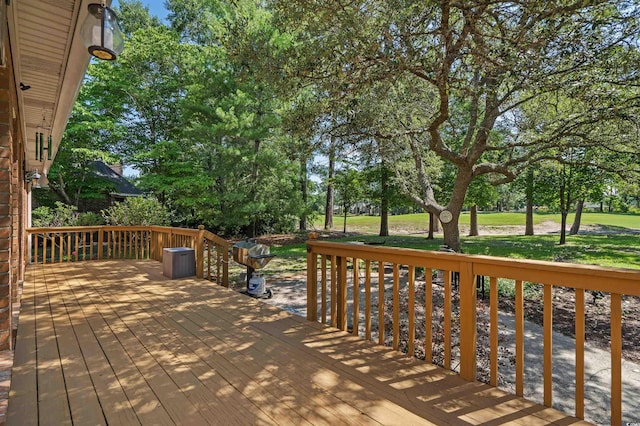3975 River Hills Dr, Little River, SC 29566 - wooden terrace featuring view of scattered trees