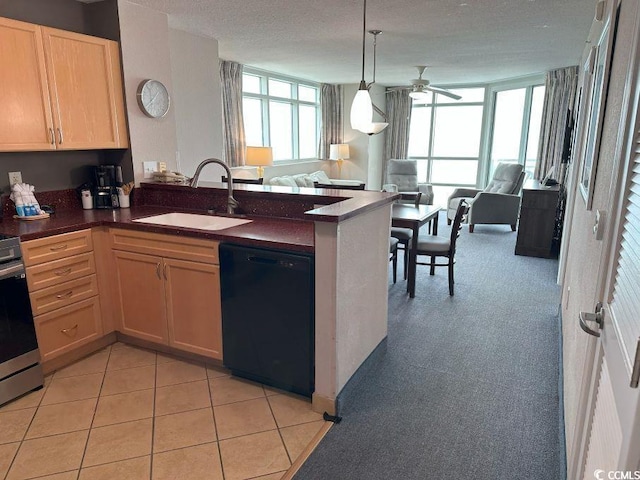 3601 N Ocean Blvd Unit 1139, North Myrtle Beach, SC 29582 - kitchen with dishwasher, open floor plan, plenty of natural light, and a peninsula