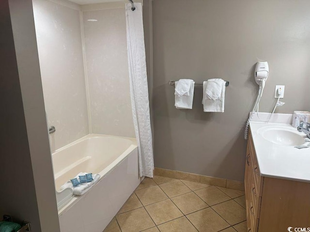 3601 N Ocean Blvd Unit 1139, North Myrtle Beach, SC 29582 - bathroom featuring vanity, tile patterned flooring, and shower / tub combo