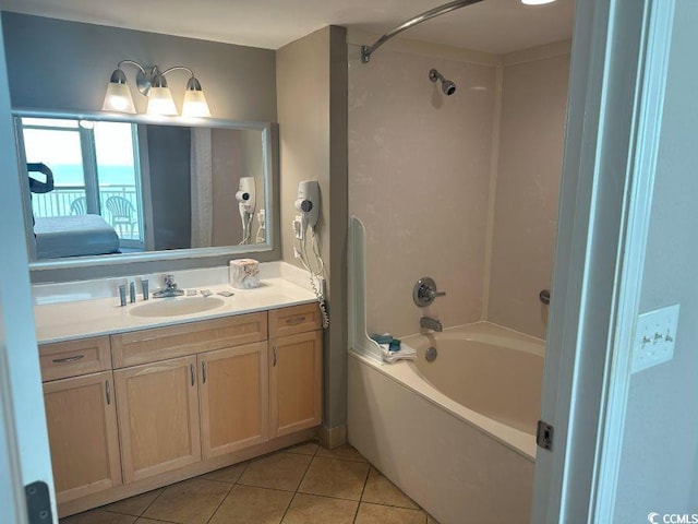 3601 N Ocean Blvd Unit 1139, North Myrtle Beach, SC 29582 - ensuite bathroom with tile patterned flooring, bathtub / shower combination, and vanity
